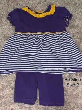 mine Purple & Yellow Striped Girls' Matching Set